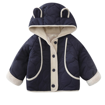 男童加绒加厚棉服外套2025新款冬季保暖连帽男宝宝棉袄夹棉上衣潮