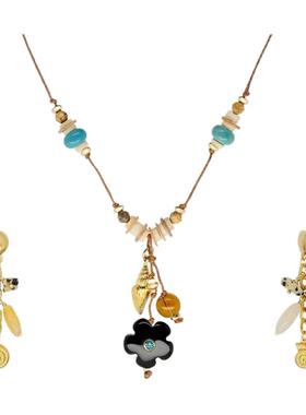 宝藏岛项链波西米亚海岛度假风休闲手工编织串珠耳环