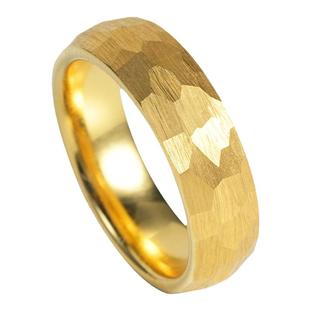 飒雅锤纹戒指男士素圈镀黄金个性钨金高级感宽指环女尾戒时尚食指