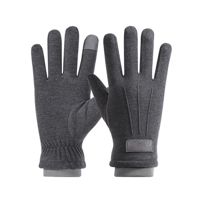 男士德绒加厚绒保暖手套防风触屏