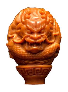 龙三通橄榄核佛头文玩