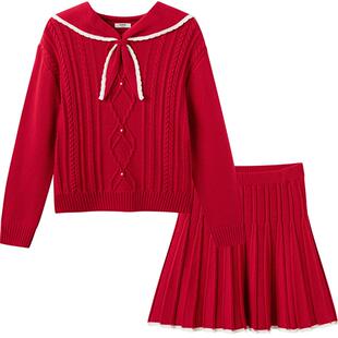 巴拉巴拉童装儿童套装长袖女童裙子两件套2027春装红色拜年服甜美