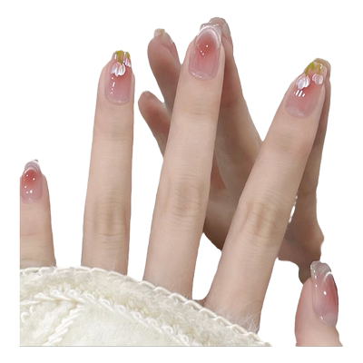 艺人纯手工穿戴甲郁金香腮红猫眼秋冬款显白短款高级感美甲贴片