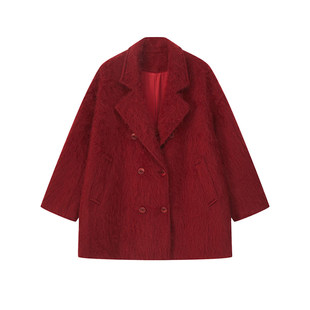 高奢线！羊毛羊绒混纺拉绒高克重复古高级感拉毛西装外套