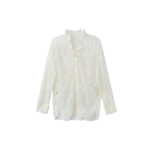 宫小妍【春羽】弹力木耳边新中式风长袖上衣5120699