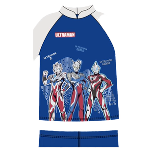 爱慕儿童奥特曼光之国勇士男孩长袖五分裤分身泳衣套装耐氯防晒
