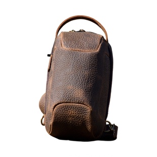 原创复古胸包男头层牛皮斜挎胸前包真皮单肩包手提包疯马皮潮背包