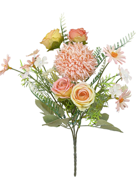 田园ins拉丝球菊玫瑰花仿真花假花花束小清新仿生手捧花干花绢花