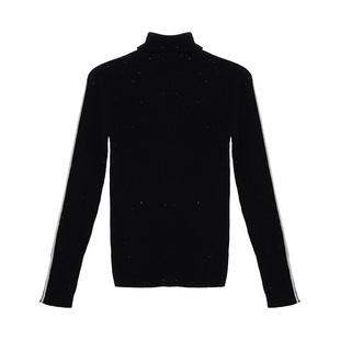 IAmMIX27冬季高领羊毛衫女修身显瘦内搭软糯黑色亮丝套头针织毛衫