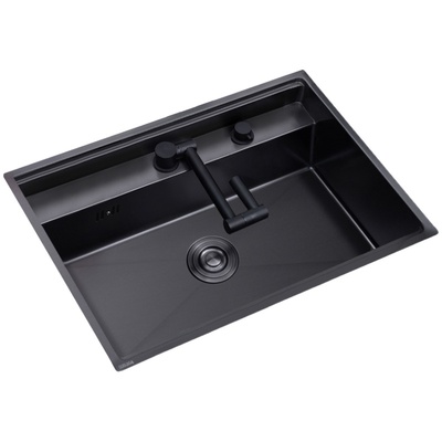 厨房隐形水槽大单槽带盖板洗菜盆