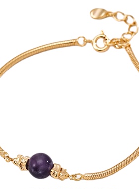 925银镀金紫水晶手链女