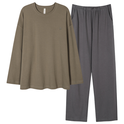 100%纯棉睡衣男士春秋家居服套装