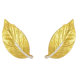 活山系列月桂叶精美气质原创高级感树叶耳钉