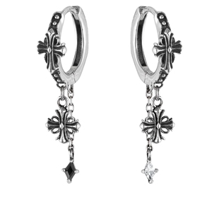 原创纯银鸢尾花做旧耳扣小众设计高级感复古冷淡风中性耳环耳饰