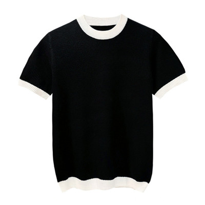 短袖欧美风青年蜂窝镂空拼色t恤