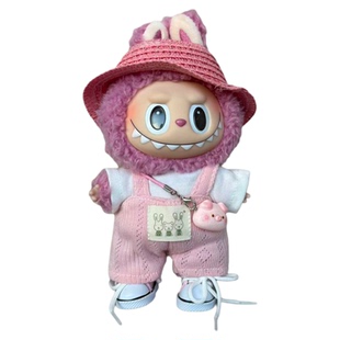 LUCKING 拉布布娃衣一二三代labubu搪胶马卡龙背带裤帽子衣服套装