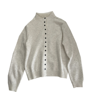 韩系半高领单排扣兔毛绒针织开衫女！冬百搭显瘦立领内搭打底毛衣