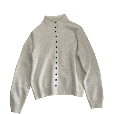 韩系半高领单排扣浣熊绒针织开衫