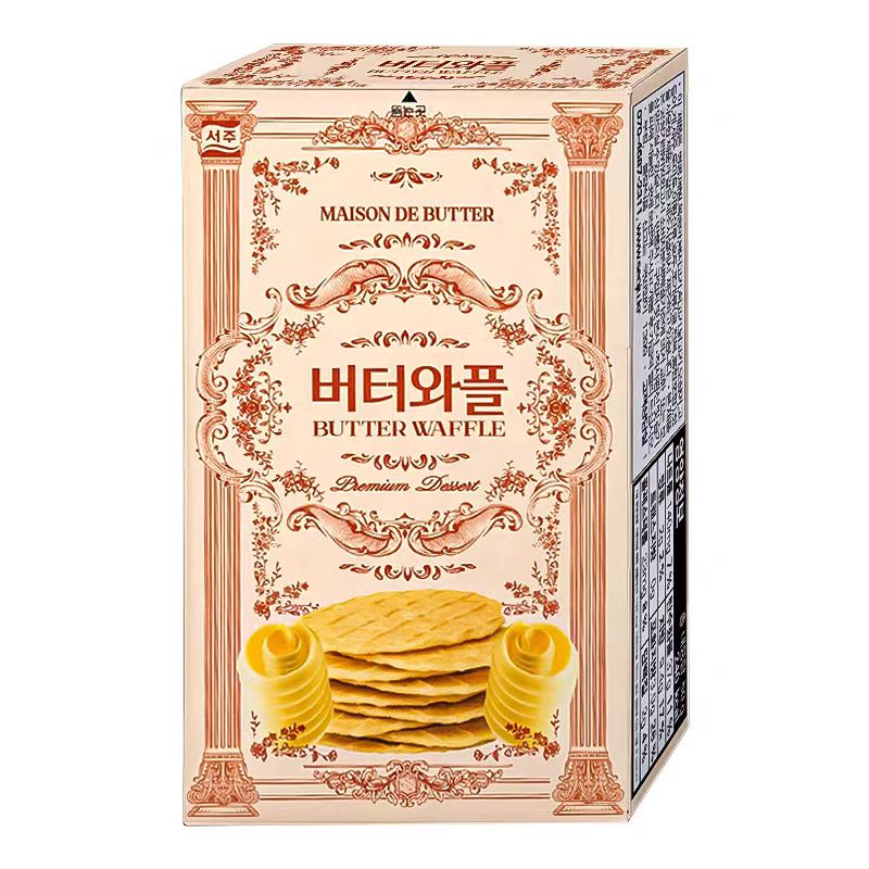 韩国进口SEOJU西洲黄油瓦夫薄脆华夫饼干煎饼即食休闲零食食品