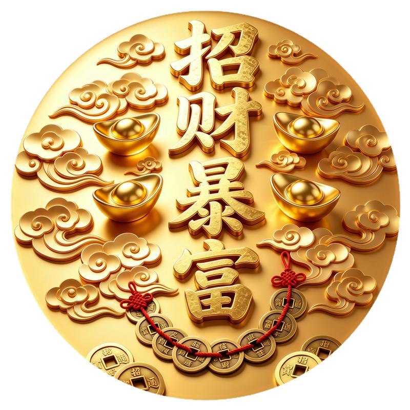 元宝墙贴背胶防水防晒自粘玄关纳财遮瑕可移除好撕不留胶装饰贴画