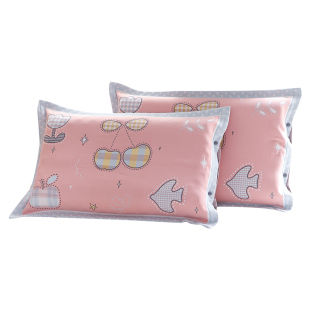 纯棉纱布按扣枕套卡通儿童中号枕头套一对装防脱落全棉枕芯内胆套