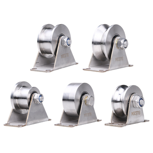 304不锈钢轨道轮/V型角铁滑轮/圆管钢丝绳槽轮/工字钢铁门轮吊轮