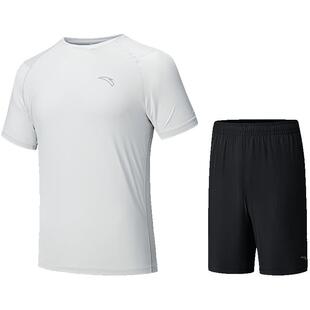 安踏速干套装丨跑步运动套装男士夏季健身训练短袖短裤透气两件套