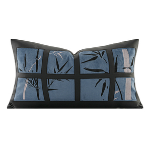 柏洛斯Quaint新中式竹子绣花高端样板间民宿客厅沙发腰靠垫靠枕套