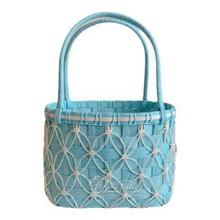 星空网格手提包篮子材料包DIY手工编织宽纸藤纸排绳制作劳技课