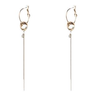 金色流苏耳环女新款轻奢高级气质耳钉长款方圆脸耳坠复古秋冬耳饰