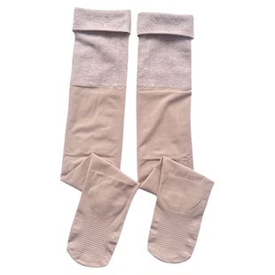 加厚秋季护膝高筒丝袜女肤色袜口硅胶防下滑微透肉天鹅绒黑长筒袜