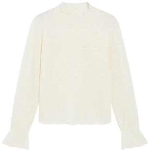 [博主同款]KBNE法式木耳边针织衫女2026春新款蕾丝打底衫内搭上衣