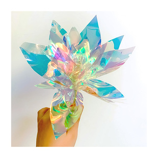 镭射纸炫彩膜手工创意艺术摄影环创装饰七彩色幻彩透明玻璃纸贴膜