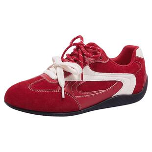 直播骆驼飞驰女鞋2025秋冬新品赛车复古氛围感反绒德训鞋