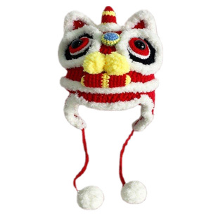 儿童虎头帽原创纯手工老虎帽秋冬保暖亲子款毛线帽中国风醒狮帽潮