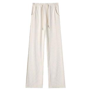 加绒糯米裤女秋冬2026新款米白色宽松裤子垂感软糯高腰窄版阔腿裤