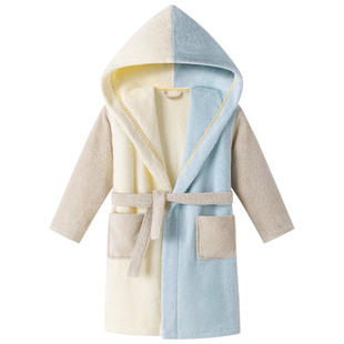 CallaAngel纯棉儿童连帽浴袍长绒棉毛巾柔软吸水游泳A类宝宝浴衣