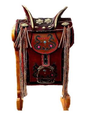 蒙古仿真马鞍子摆件仿古鎏金装饰