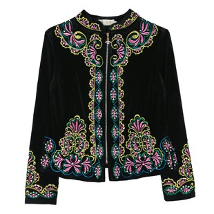 新疆舞蹈演出服女民族风刺绣上衣金丝绒舞台装秋冬款维族舞短外套