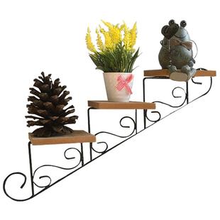 美式乡村田园创意楼梯造型咖啡馆服装店墙壁装饰壁挂花架搁板壁挂