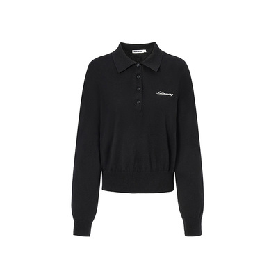 LEDIMWANG刺绣垫肩针织衫