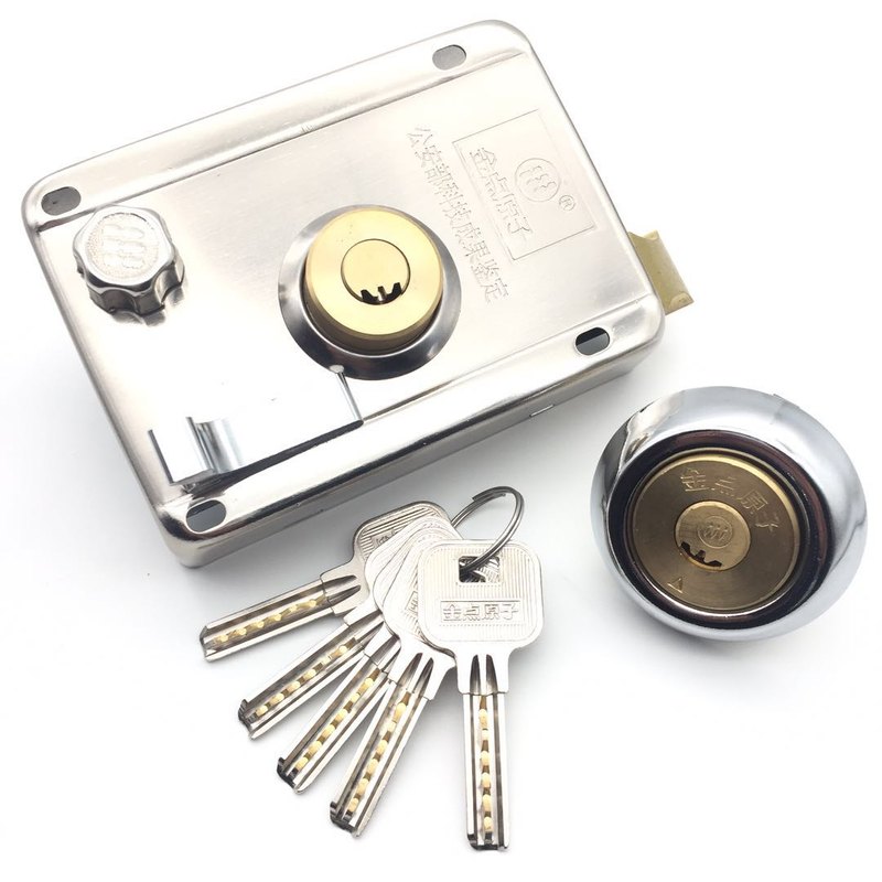 金点原子防盗门锁外装门锁老式别墅铁门锁木门锁不锈钢门房锁