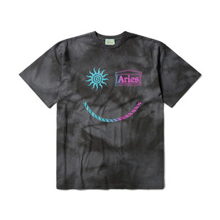 ARIES Grunge Happy Dude S/S 时尚印花夏季圆领短袖T恤灰色