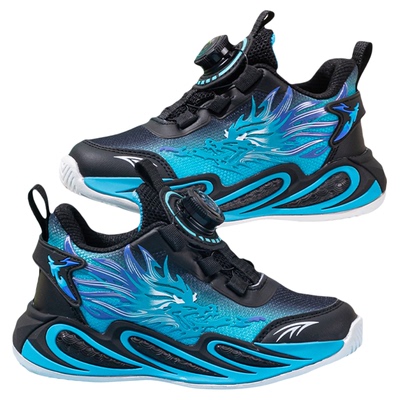 巴布豆童鞋春款男童防磕防撞运动鞋大童旋转纽扣跑步鞋儿童鞋子