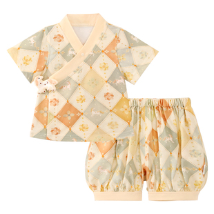 龙喜年《百家福》汉服套装周岁男宝礼服中式生日冠衣抓周宴衣服夏