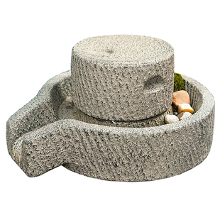 庭院石磨流水摆件循环水磨盘配件景观装饰假山仿石水景鱼池造景