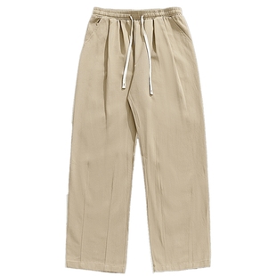 男士卡其色工装裤男款冬季加绒裤子加厚直筒裤休闲裤宽松大码男裤