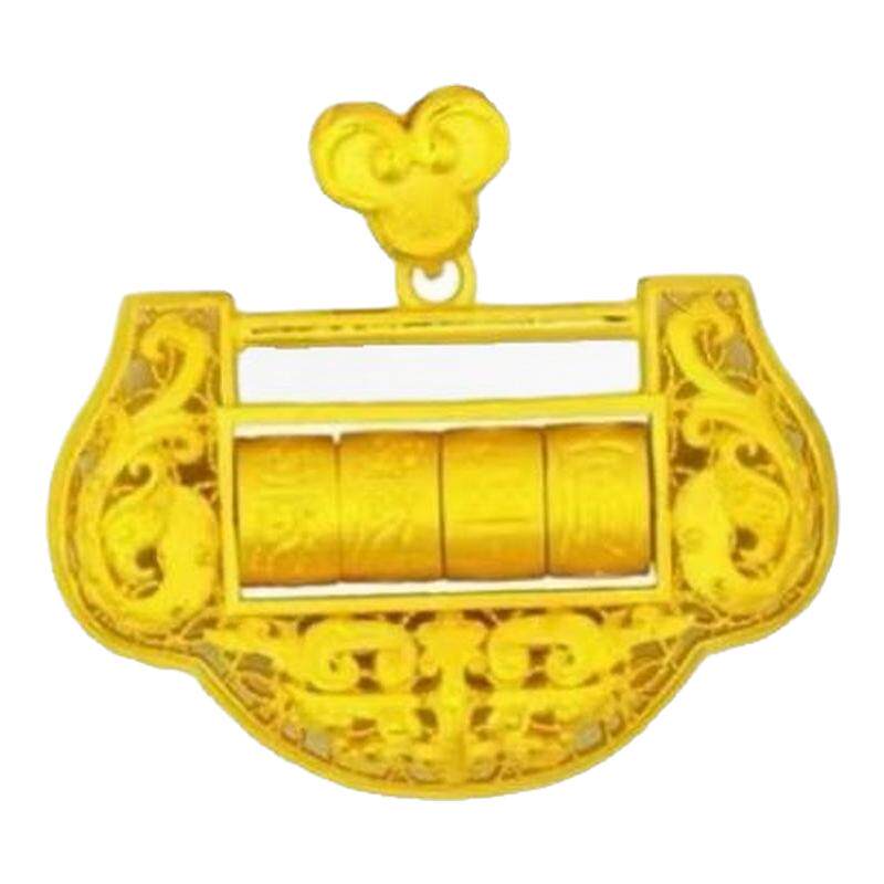 金店同款岁岁平安金锁吊