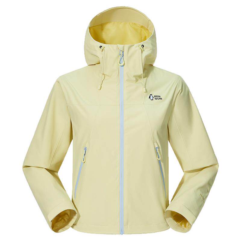 企鹅户外短款冲锋衣女外套小个子2026新款防风防水好看徒步登山服