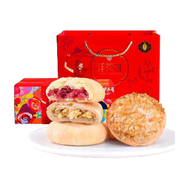 潘祥记鲜花饼云南特产玫瑰花饼中式糕点早餐面包零食礼盒送礼短保